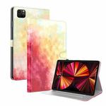 For iPad Pro 12.9 2022 / 2021 / 2020 Watercolor Pattern Skin Feel Magnetic Horizontal Flip PU Leather Tablet Case with Holder & Card Slots & Photo Frame & Sleep / Wake-up Function(Spring Cherry)