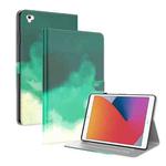 Watercolor Pattern Skin Feel Magnetic Horizontal Flip PU Leather Case with Holder & Card Slots & Photo Frame & Sleep / Wake-up Function For iPad 9.7 (2018 & 2017) / Air 2 / Air(Cyan Green)