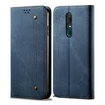 For OPPO A9 / F11 Denim Texture Casual Style Horizontal Flip Leather Case with Holder & Card Slots & Wallet(Blue)