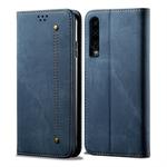 For Huawei P30 Denim Texture Casual Style Horizontal Flip Leather Case with Holder & Card Slots & Wallet(Blue)
