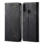 For Huawei Y9 (2019) Denim Texture Casual Style Horizontal Flip Leather Case with Holder & Card Slots & Wallet(Black)