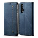 For Huawei Honor 20 Denim Texture Casual Style Horizontal Flip Leather Case with Holder & Card Slots & Wallet(Blue)