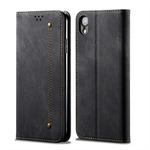 For iPhone XR Denim Texture Casual Style Horizontal Flip Leather Case with Holder & Card Slots & Wallet(Black)