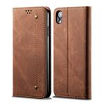 For iPhone XR Denim Texture Casual Style Horizontal Flip Leather Case with Holder & Card Slots & Wallet(Brown)