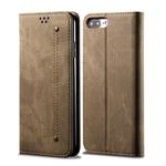 For iPhone 7 Plus / 8 Plus Denim Texture Casual Style Horizontal Flip Leather Case with Holder & Card Slots & Wallet(Khaki)