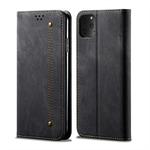For iPhone 11 Pro Denim Texture Casual Style Horizontal Flip Leather Case with Holder & Card Slots & Wallet(Black)