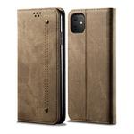 For iPhone 11 Denim Texture Casual Style Horizontal Flip Leather Case with Holder & Card Slots & Wallet(Khaki)