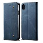 For iPhone X / XS Denim Texture Casual Style Horizontal Flip Leather Case with Holder & Card Slots & Wallet(Blue)