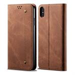 For iPhone XS Max Denim Texture Casual Style Horizontal Flip Leather Case with Holder & Card Slots & Wallet(Brown)