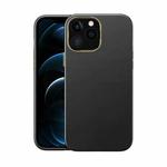 Electroplating Leather Texture PC + TPU Shockproof Case For iPhone 12 Pro Max(Black)