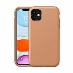 Electroplating Leather Texture PC + TPU Shockproof Case For iPhone 11(Yellow Brown)