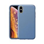 Electroplating Leather Texture PC + TPU Shockproof Case For iPhone X & XS(Sapphire Blue)