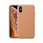 Electroplating Leather Texture PC + TPU Shockproof Case For iPhone X & XS(Yellow Brown)