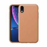 Electroplating Leather Texture PC + TPU Shockproof Case For iPhone XR(Yellow Brown)