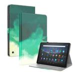For Amazon Fire HD 10 / 10 Plus 2021 Watercolor Pattern Skin Feel Magnetic Horizontal Flip PU Leather Case with Holder & Card Slots & Photo Frame & Sleep / Wake-up Function(Cyan Green)