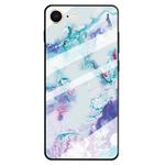 For iPhone SE 2020 & 8 & 7 Marble Pattern Glass Protective Case(Ink Purple)