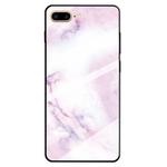 For iPhone 8 Plus & 7 Plus Marble Pattern Glass Protective Case(Pink)