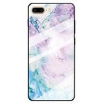 For iPhone 8 Plus & 7 Plus Marble Pattern Glass Protective Case(Ink Pink)