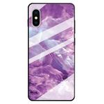 For iPhone XS Max Marble Pattern Glass Protective Case(Purple)