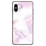 For iPhone XS Max Marble Pattern Glass Protective Case(Rose Red)