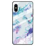 For iPhone XS Max Marble Pattern Glass Protective Case(Ink Purple)