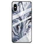 For iPhone XS Max Marble Pattern Glass Protective Case(Ink Black)