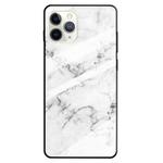 For iPhone 11 Pro Marble Pattern Glass Protective Case(White)