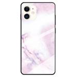 For iPhone 11 Marble Pattern Glass Protective Case(Pink)
