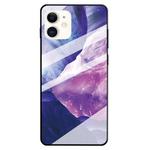 For iPhone 11 Marble Pattern Glass Protective Case(Rock Purple)