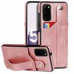 For Samsung Galaxy S20 Crazy Horse Texture Shockproof TPU + PU Leather Case with Card Slot & Wrist Strap Holder(Rose Gold)