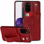 For Samsung Galaxy S20+ Crazy Horse Texture Shockproof TPU + PU Leather Case with Card Slot & Wrist Strap Holder(Red)