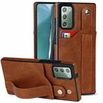 For Samsung Galaxy Note20 Crazy Horse Texture Shockproof TPU + PU Leather Case with Card Slot & Wrist Strap Holder(Brown)
