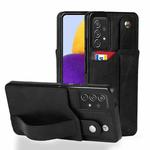 For Samsung Galaxy A72 5G / 4G Crazy Horse Texture Shockproof TPU + PU Leather Case with Card Slot & Wrist Strap Holder(Black)