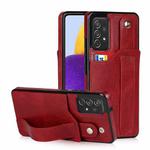 For Samsung Galaxy A72 5G / 4G Crazy Horse Texture Shockproof TPU + PU Leather Case with Card Slot & Wrist Strap Holder(Red)