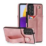 For Samsung Galaxy A72 5G / 4G Crazy Horse Texture Shockproof TPU + PU Leather Case with Card Slot & Wrist Strap Holder(Rose Gold)