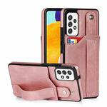 For Samsung Galaxy A52 5G / 4G Crazy Horse Texture Shockproof TPU + PU Leather Case with Card Slot & Wrist Strap Holder(Rose Gold)