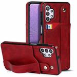 For Samsung Galaxy A32 5G Crazy Horse Texture Shockproof TPU + PU Leather Case with Card Slot & Wrist Strap Holder(Red)