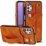 For Samsung Galaxy A32 5G Crazy Horse Texture Shockproof TPU + PU Leather Case with Card Slot & Wrist Strap Holder(Yellow)