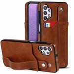 For Samsung Galaxy A32 5G Crazy Horse Texture Shockproof TPU + PU Leather Case with Card Slot & Wrist Strap Holder(Brown)