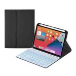 HY006D Round Keys Detachable Bluetooth Keyboard Leather Tablet Case with Colorful Backlight & Holder for iPad mini 6(Black)
