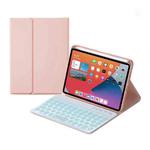 HY006D Round Keys Detachable Bluetooth Keyboard Leather Tablet Case with Colorful Backlight & Holder for iPad mini 6(Pink)
