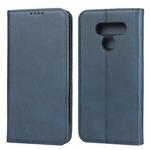 For LG K50 Calf Texture Magnetic Horizontal Flip Leather Case with Holder & Card Slots & Wallet(Blue)