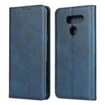 For LG K50S Calf Texture Magnetic Horizontal Flip Leather Case with Holder & Card Slots & Wallet(Blue)