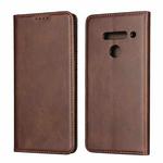 For LG V50 ThinQ Calf Texture Magnetic Horizontal Flip Leather Case with Holder & Card Slots & Wallet(Brown)