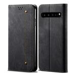 For Galaxy S10 5G Denim Texture Casual Style Horizontal Flip Leather Case with Holder & Card Slots & Wallet(Black)
