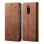 For Xiaomi Redmi 8 Denim Texture Casual Style Horizontal Flip Leather Case with Holder & Card Slots & Wallet(Brown)