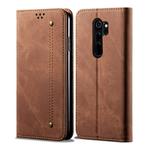 For Xiaomi Redmi Note 8 Pro Denim Texture Casual Style Horizontal Flip Leather Case with Holder & Card Slots & Wallet(Brown)