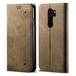 For Xiaomi Redmi Note 8 Pro Denim Texture Casual Style Horizontal Flip Leather Case with Holder & Card Slots & Wallet(Khaki)