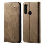 For Xiaomi Redmi Note 8 Denim Texture Casual Style Horizontal Flip Leather Case with Holder & Card Slots & Wallet(Khaki)