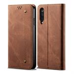 For Xiaomi Mi 9 Pro Denim Texture Casual Style Horizontal Flip Leather Case with Holder & Card Slots & Wallet(Brown)